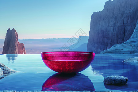 红石峡谷湖畔红石碗设计图片