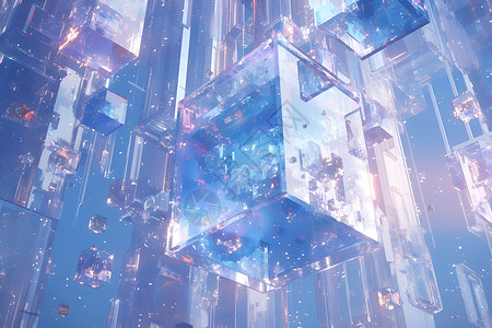 水晶方块水晶抽象立方体设计图片