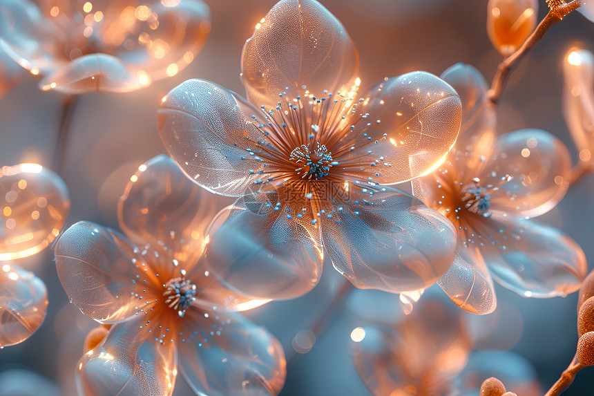水晶般抽象的花朵在图片