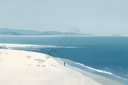 设计的海边风景插画背景图片