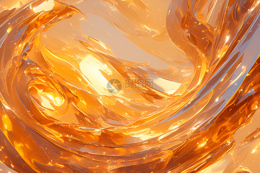 抽象的橙色玻璃插画图片