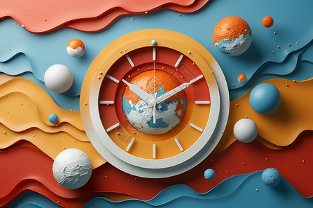 表钟抽象的时间钟盘插画