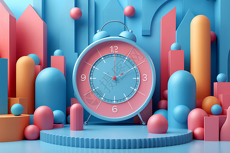 钟表数字立体的时间钟表插画