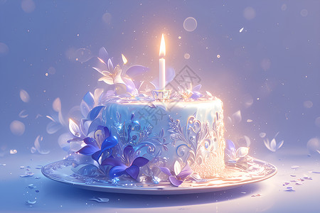 甜品生日蛋糕点蜡烛的生日蛋糕插画