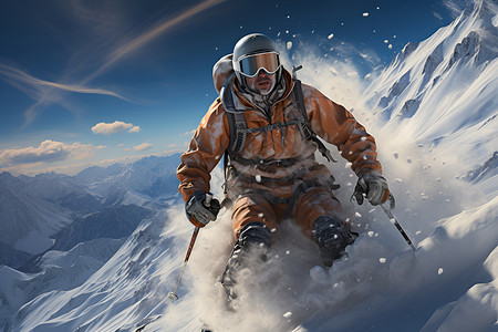 雪山滑雪的滑雪者背景图片