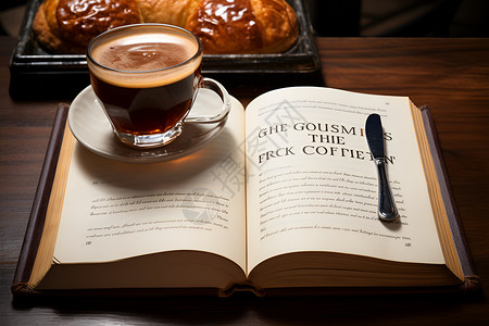 书籍上的咖啡背景图片