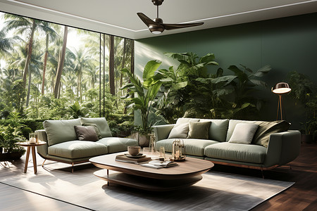 风扇气室内舒适的沙发装饰设计图片