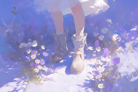 白裙少女的鞋背景图片