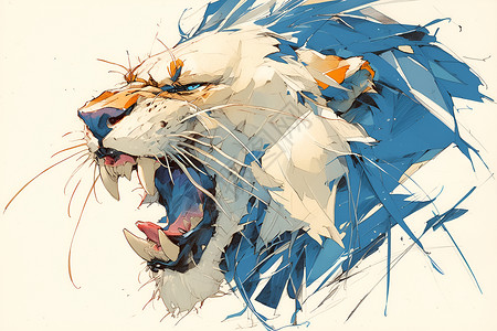 狮子蓝色背景图片