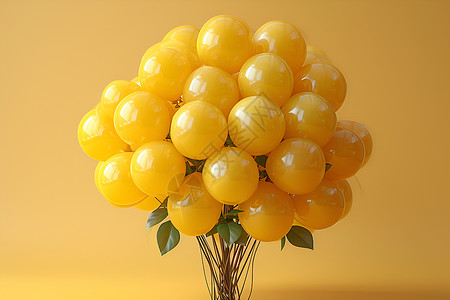 一堆气球黄色漂浮气球高清图片