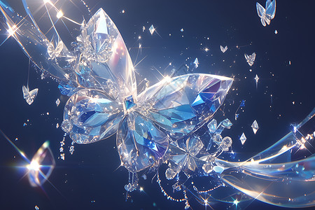 蓝色晶翼的蝴蝶背景图片