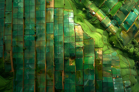 太阳能与绿色农田背景图片