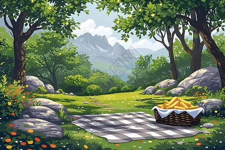 野餐的美丽公园背景图片
