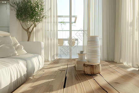 客厅实木桌子温馨雅致的客厅装饰背景