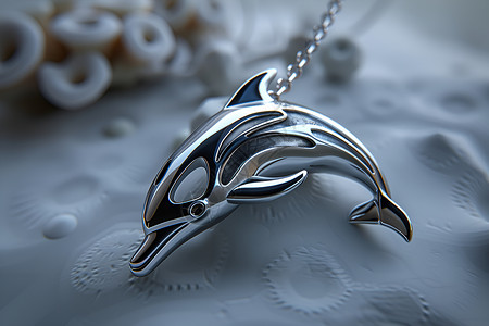 银色海豚项链背景图片