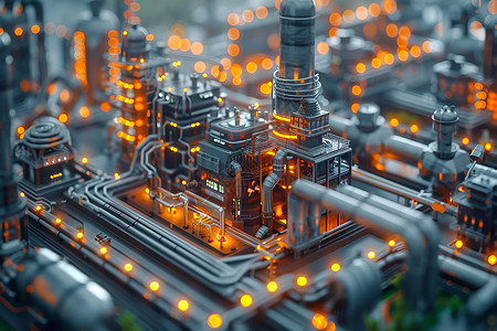 工厂模型高科技工厂的可视化插画