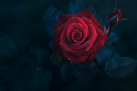 黑夜的红玫瑰背景图片