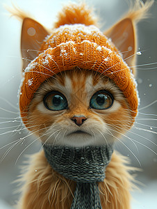 可爱动物戴着橙色帽子背景图片
