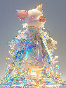 彩虹颜色衣服的小猪背景图片