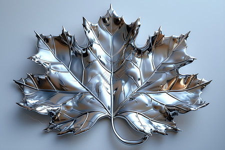 金属叶子银色镜面不锈钢枫叶插画
