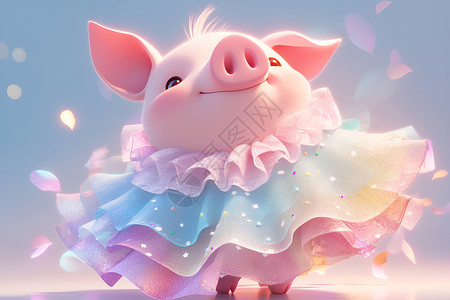 宝宝裙子穿蕾丝裙子的小猪宝宝插画