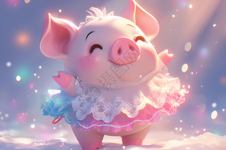 穿蕾丝裙子的小猪背景图片