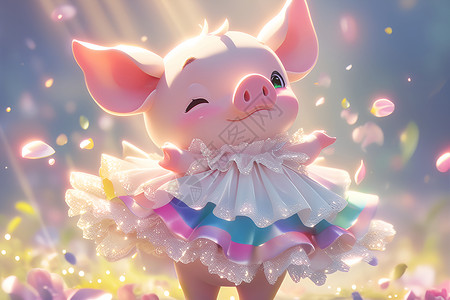 穿彩虹裙子的小猪背景图片