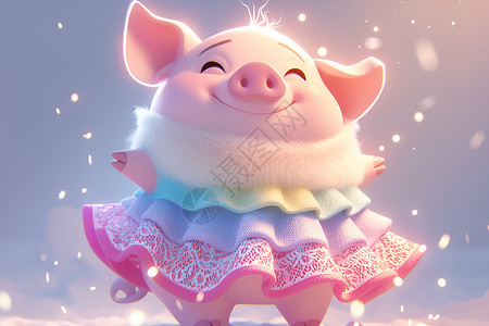 可爱的开心的小猪背景图片