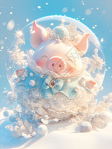 冰雪中的小猪背景图片