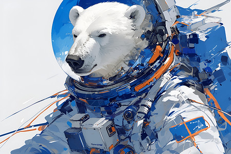 北极熊穿着宇航服背景图片