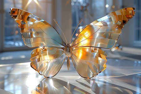 玻璃质感的蝴蝶摆设背景图片