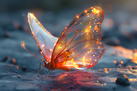 激光折射下的蝴蝶背景图片