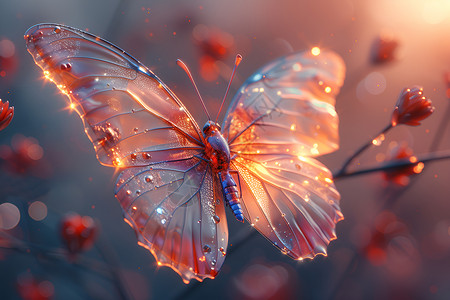玻璃蝴蝶飞舞背景图片