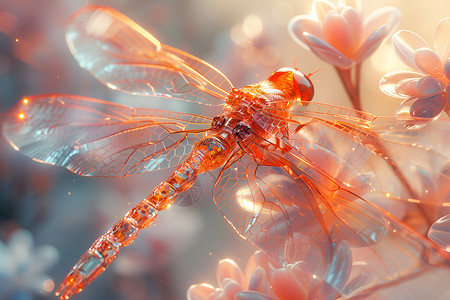 光影交织的蜻蜓背景图片