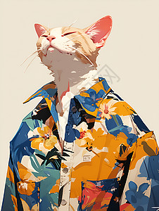 时尚的花衬衣小猫背景图片