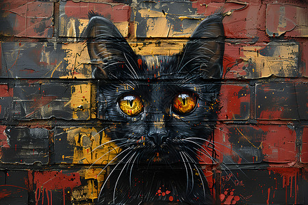 黑色猫的涂鸦艺术背景图片