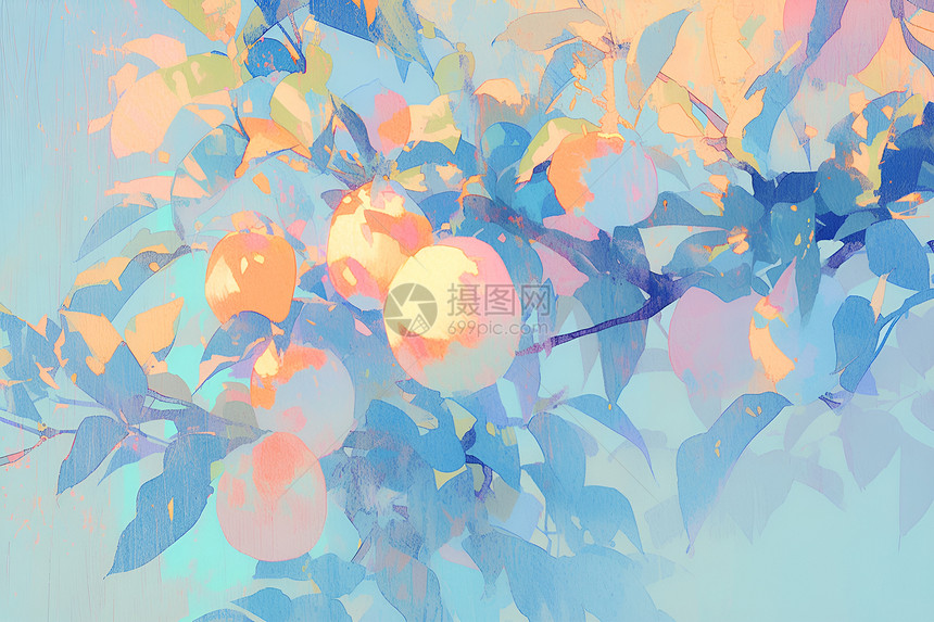 五彩缤纷的桃子果树图片