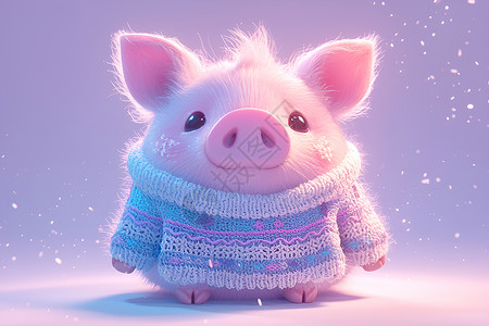 小猪形象精致绚丽的彩虹小猪插画
