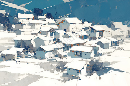 雪中小村背景图片