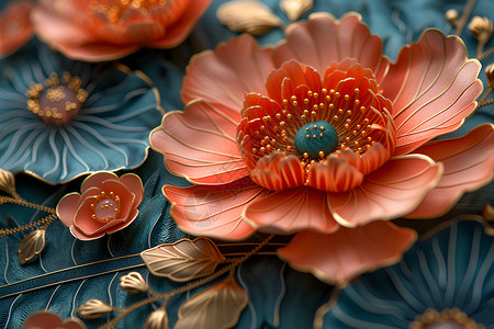 花蕊纹理素材花朵的精致设计插画