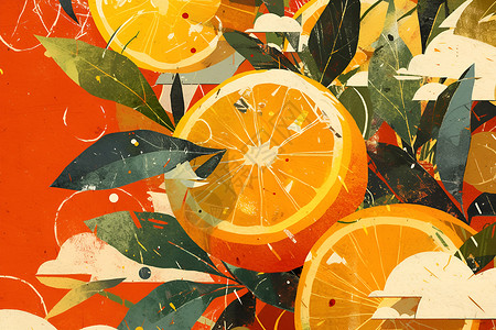 橙子叶子素材好吃的橙子插画