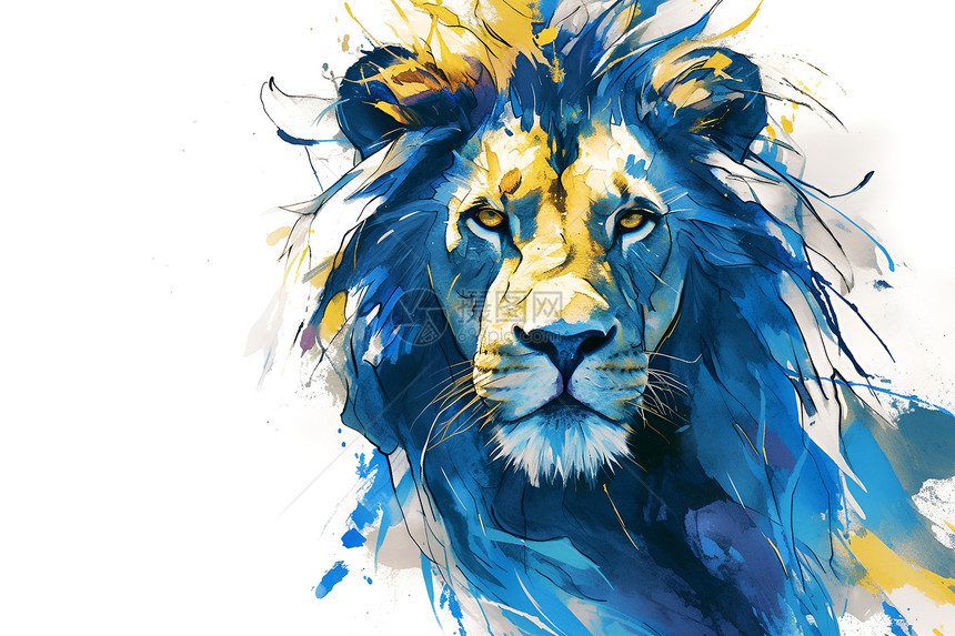 彩绘狮子插画图片