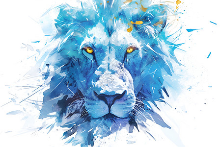 蓝色毛发蓝色狮子插画插画