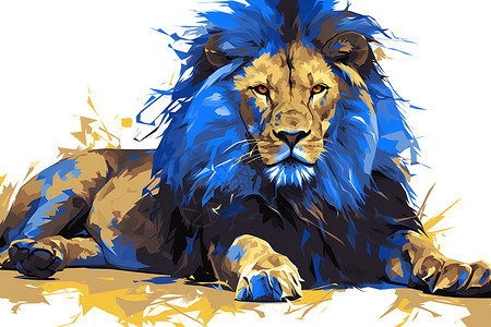 蓝色鬃毛的狮子背景图片
