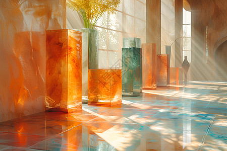 光影交织的玻璃之美背景图片