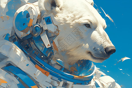 雪地熊穿戴宇航头盔背景图片