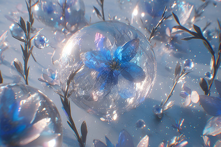 超现实的结晶花朵背景图片