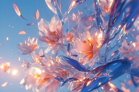 流光溢彩的无机花朵高清图片