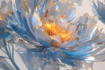 蒙逼逼真的玻璃花卉插画