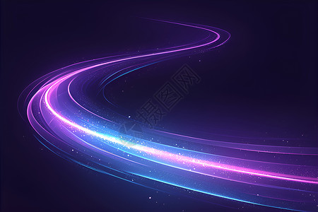 紫色发光流动的光点光线插画